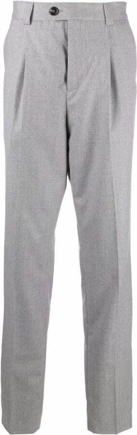 Brunello Cucinelli Pantalon met geplooid detail Grijs