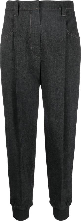 Brunello Cucinelli Pantalon met toelopende pijpen Grijs