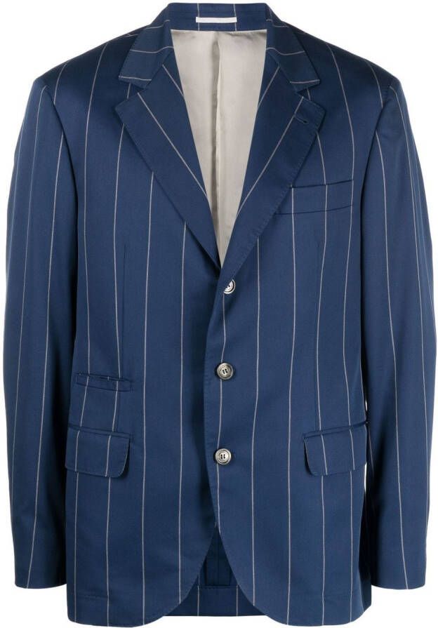 Brunello Cucinelli Blazer met krijtstreep Blauw