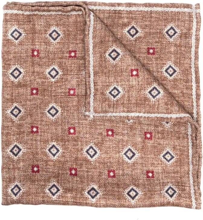 Brunello Cucinelli Pochet met geometrische print Bruin