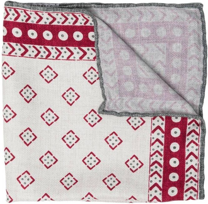 Brunello Cucinelli Pochet met geometrische print Wit