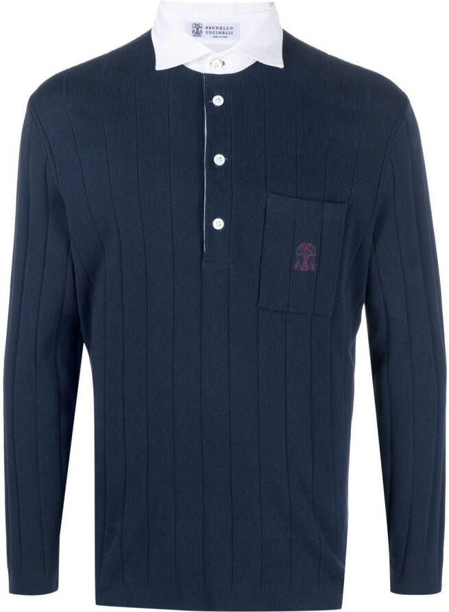 Brunello Cucinelli Poloshirt met geborduurd logo Blauw