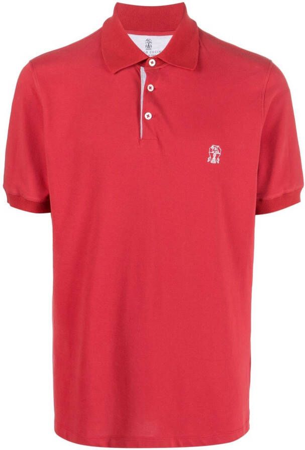 Brunello Cucinelli Poloshirt met geborduurd logo Rood