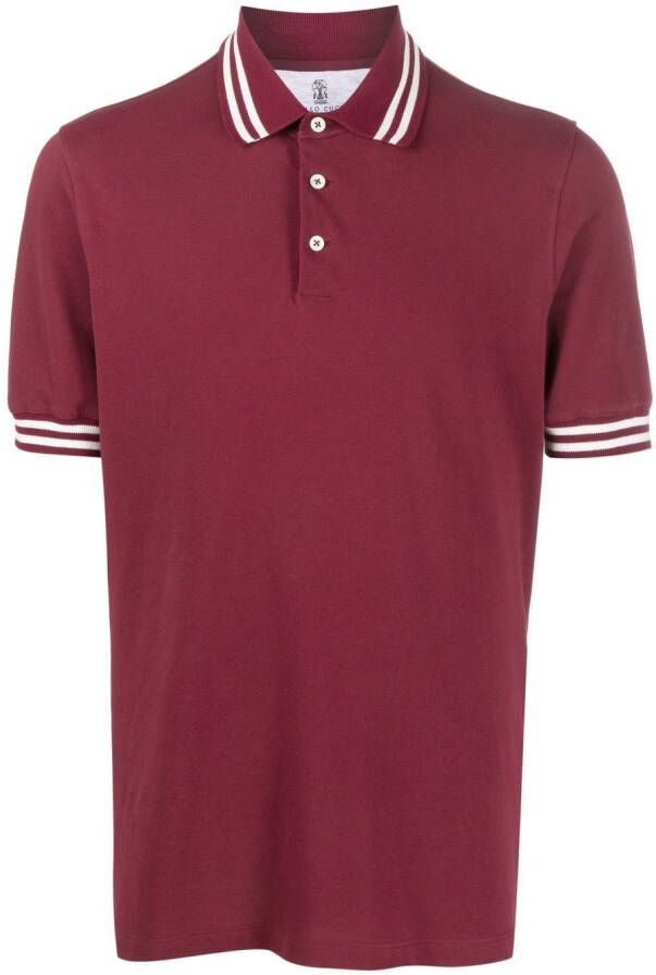 Brunello Cucinelli Poloshirt met gestreepte afwerking Rood