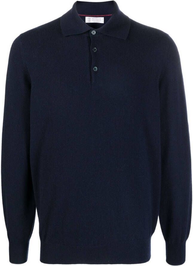 Brunello Cucinelli Poloshirt met lange mouwen Blauw