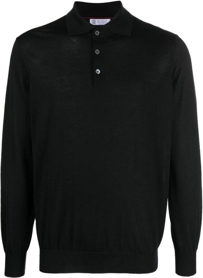 Brunello Cucinelli Poloshirt met lange mouwen Zwart