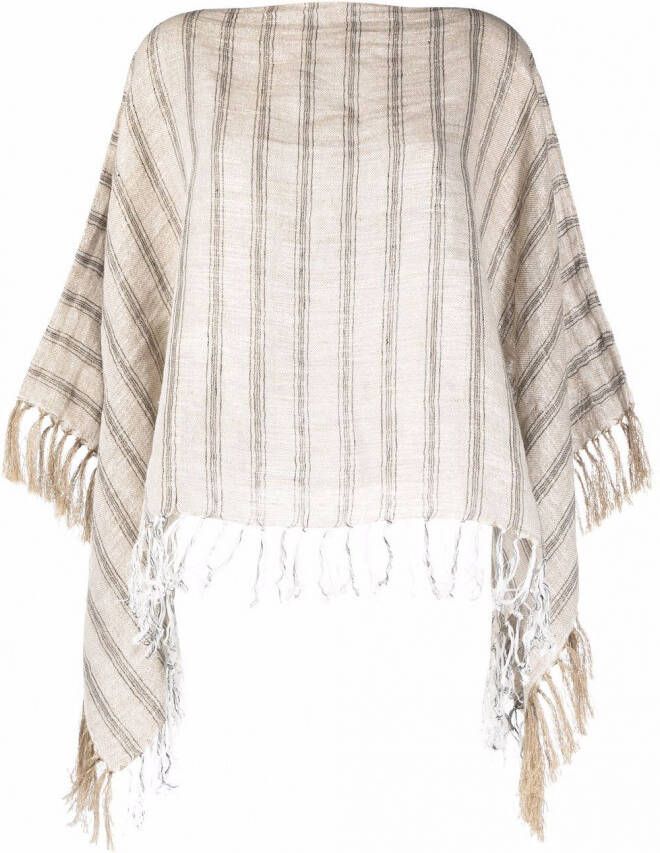 Brunello Cucinelli Poncho met kwastje afwerking Beige