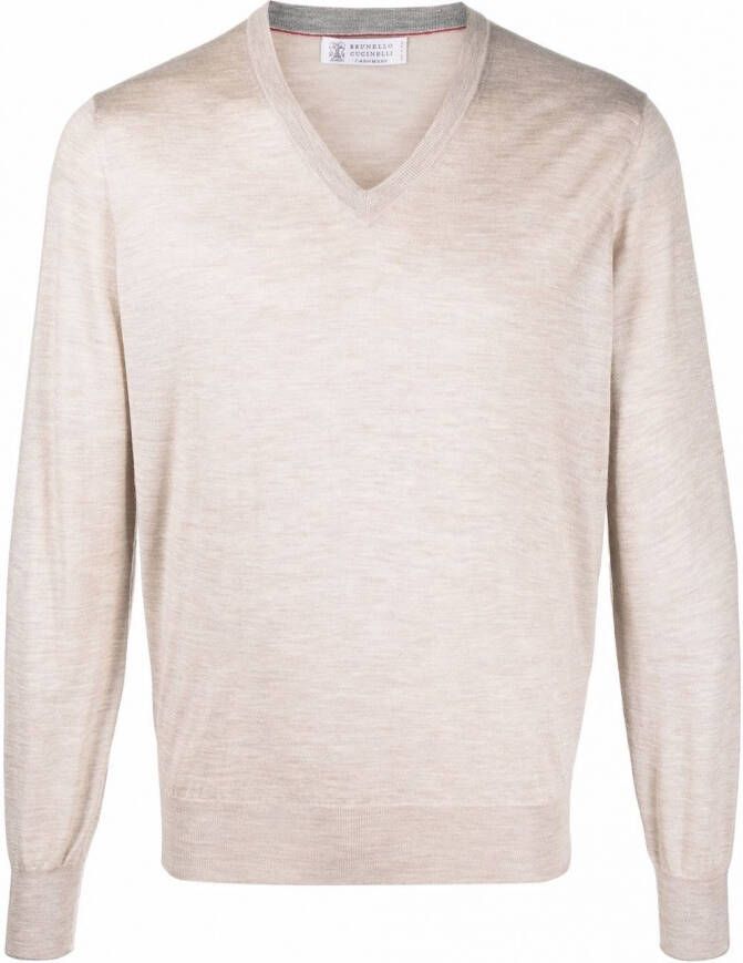 Brunello Cucinelli Pullover met V-hals Beige