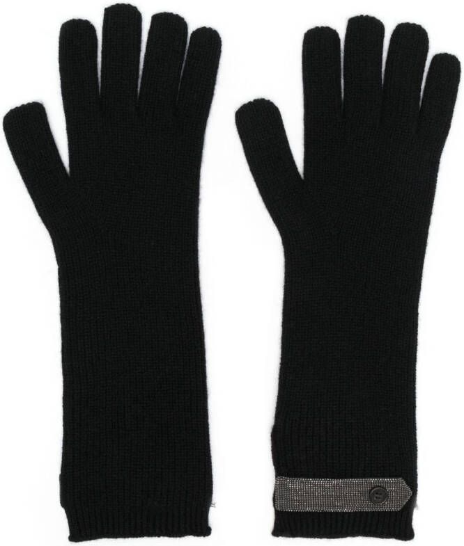 Brunello Cucinelli Ribgebreide handschoenen Zwart