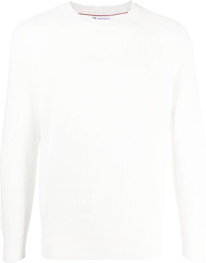 Brunello Cucinelli Ribgebreide sweater Wit