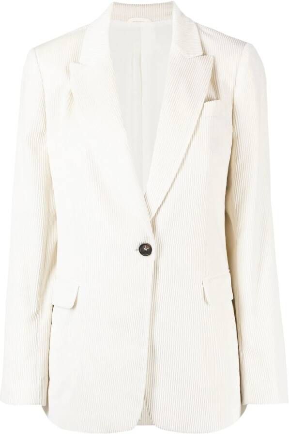 Brunello Cucinelli Blazer met enkele rij knopen Wit