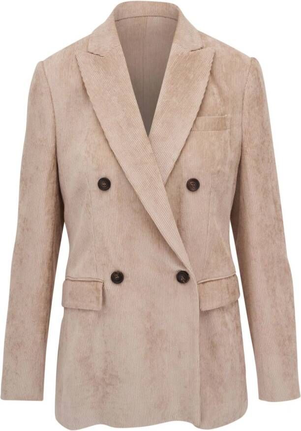 Brunello Cucinelli Ribfluwelen blazer Beige