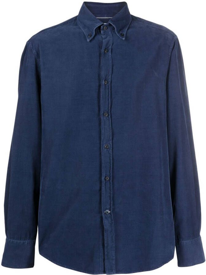 Brunello Cucinelli Ribfluwelen overhemd Blauw