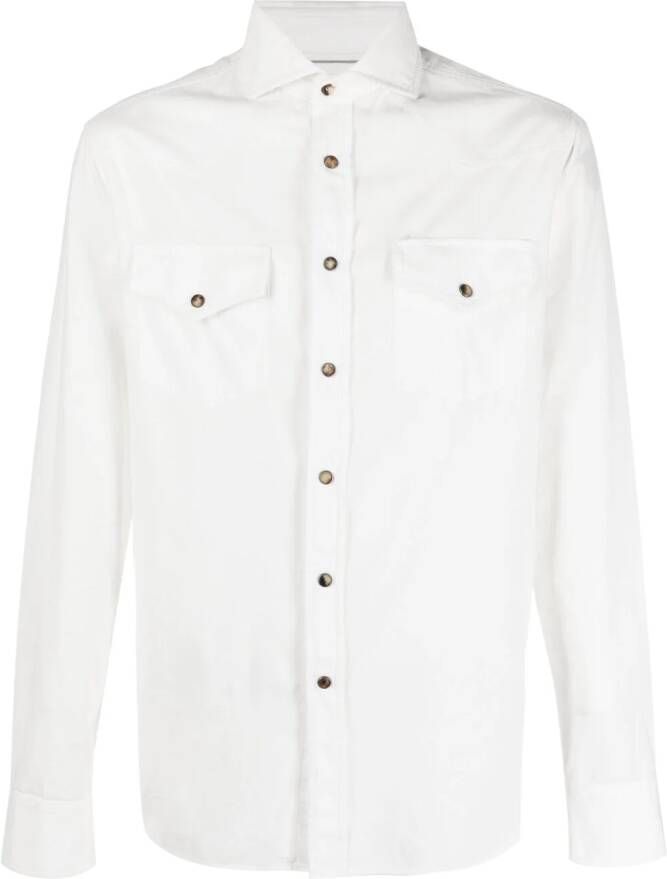 Brunello Cucinelli Ribfluwelen overhemd Wit