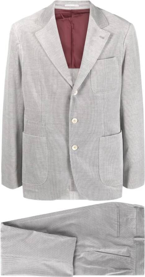 Brunello Cucinelli Ribfluwelen pak Grijs