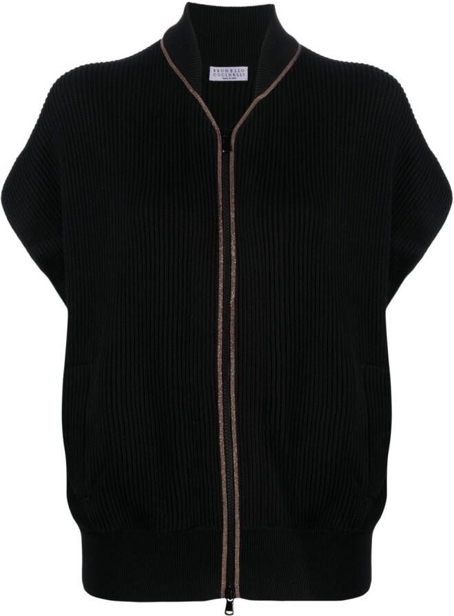 Brunello Cucinelli Ribgebreid vest Zwart