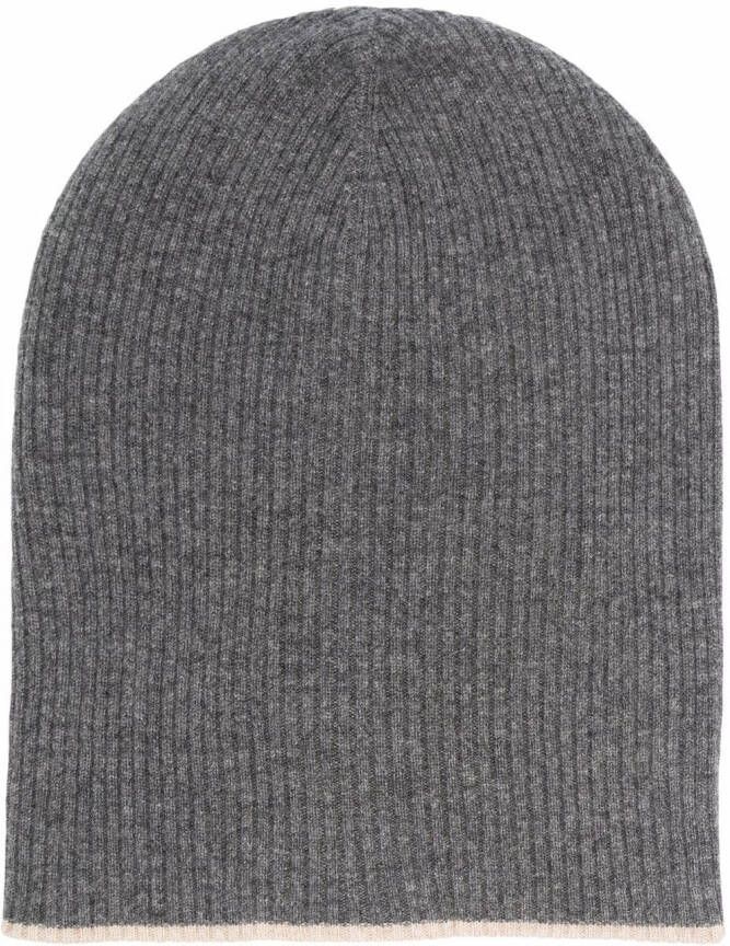Brunello Cucinelli Ribgebreide muts Grijs