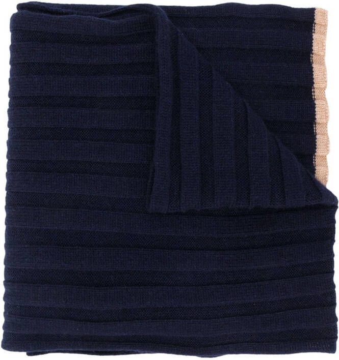 Brunello Cucinelli Ribgebreide sjaal Blauw