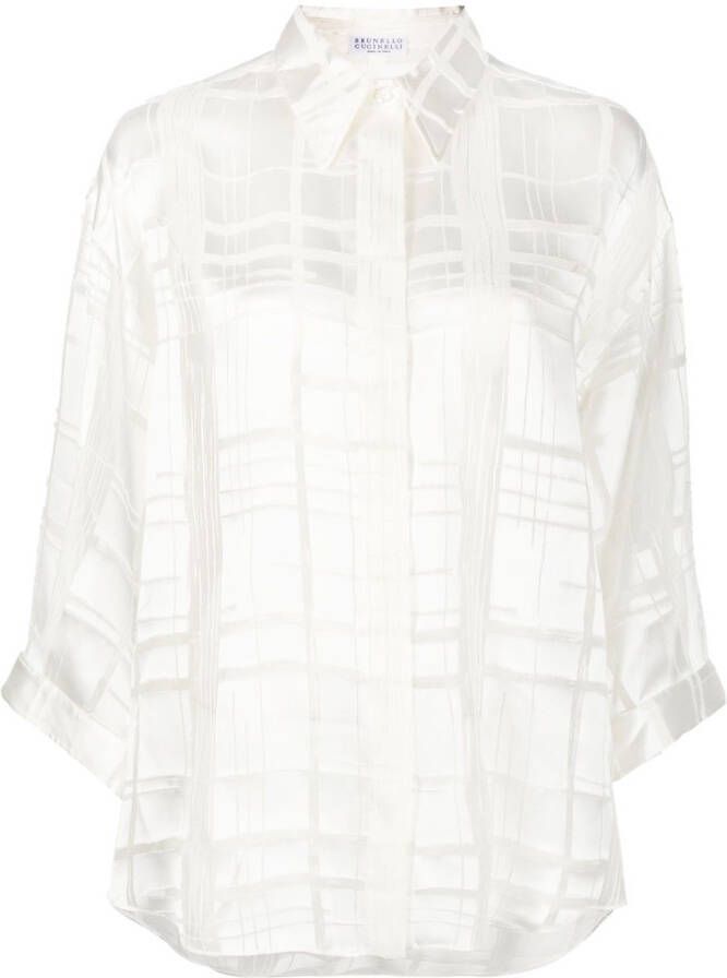 Brunello Cucinelli Semi-doorzichtige blouse Wit