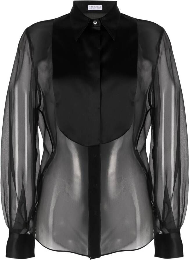 Brunello Cucinelli Zijden blouse Zwart