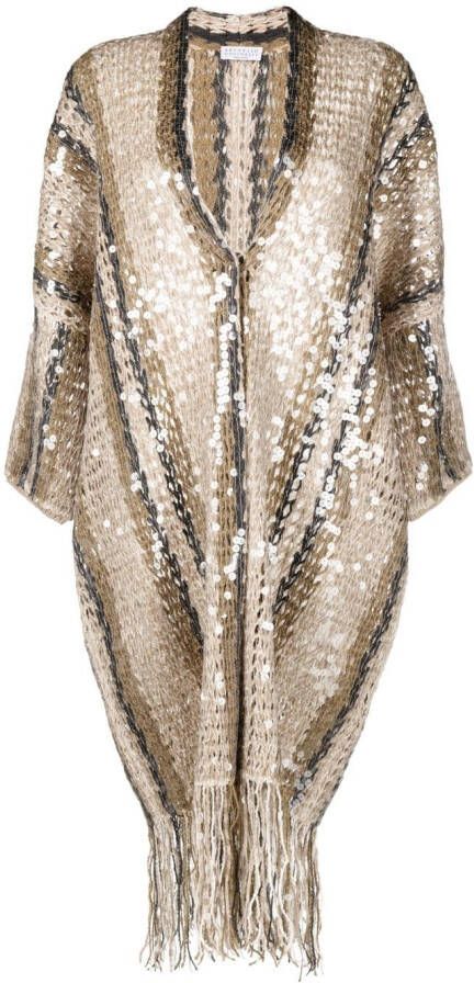 Brunello Cucinelli Vest verfraaid met pailletten Beige