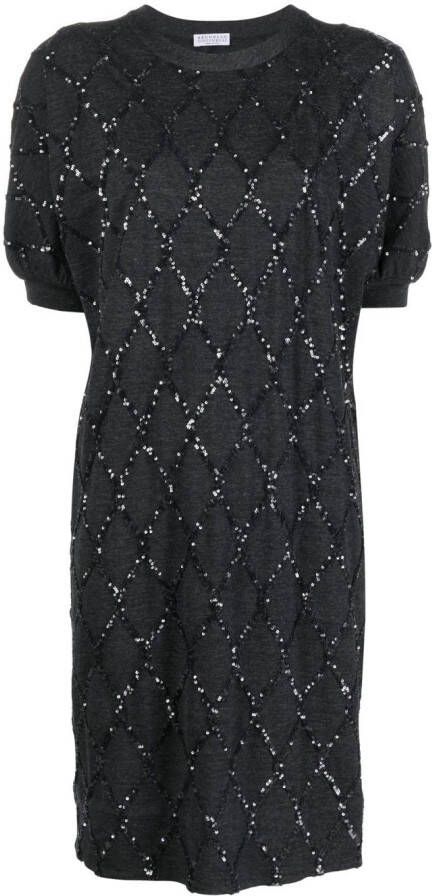 Brunello Cucinelli Shiftjurk verfraaid met pailletten Grijs