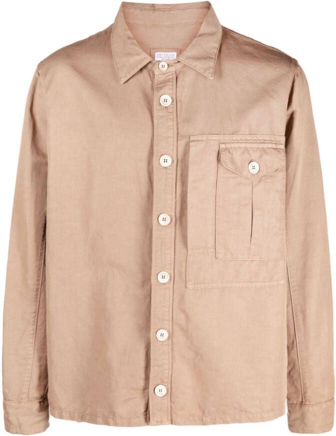 Brunello Cucinelli Shirtjack met knopen Bruin