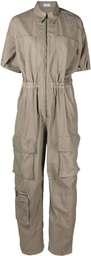 Brunello Cucinelli Cargo jumpsuit met rits Groen