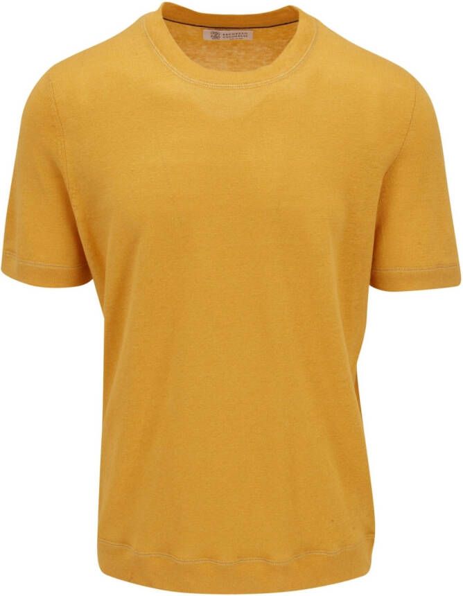 Brunello Cucinelli T-shirt met ronde hals Geel