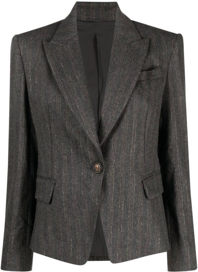 Brunello Cucinelli Blazer met enkele rij knopen Grijs