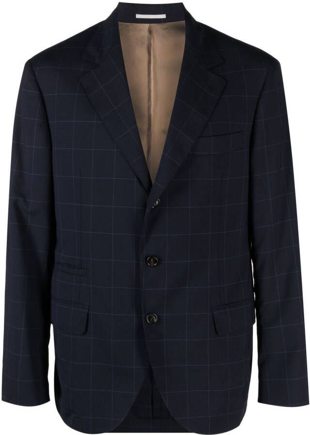 Brunello Cucinelli Colbert met enkele rij knopen Blauw
