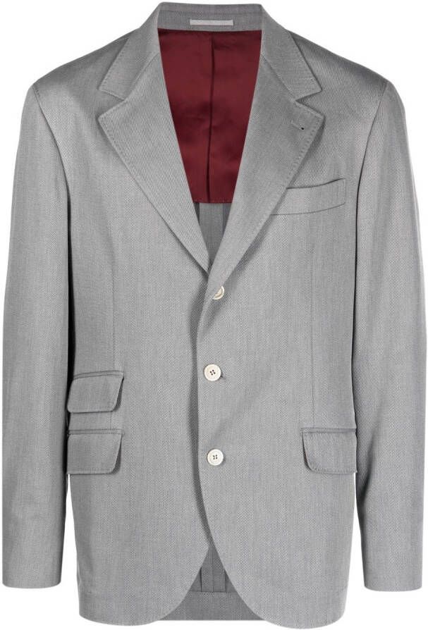 Brunello Cucinelli Blazer met enkele rij knopen Grijs