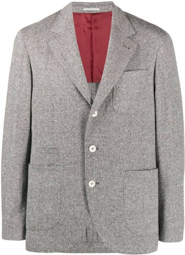Brunello Cucinelli Blazer met enkele rij knopen Grijs