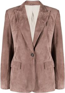 Brunello Cucinelli single-breasted leather blazer Roze