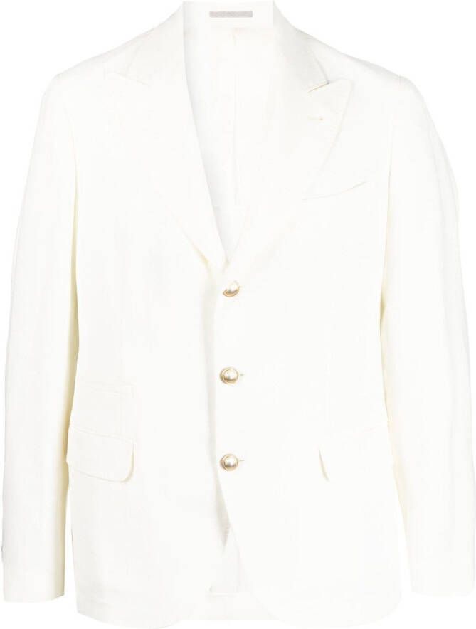 Brunello Cucinelli Blazer met enkele rij knopen Beige