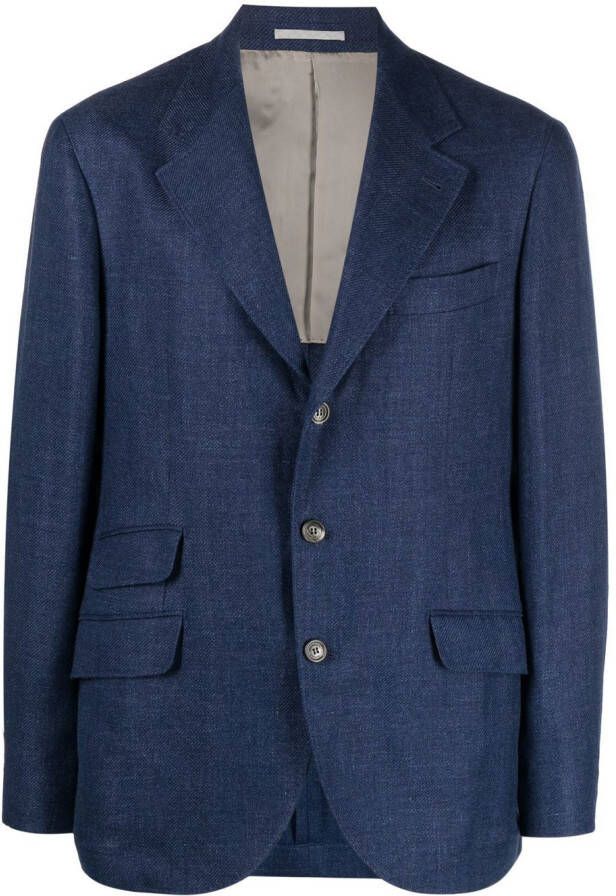 Brunello Cucinelli Colbert met enkele rij knopen Blauw