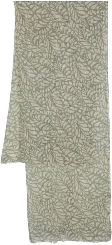 Brunello Cucinelli Sjaal met bladprint Beige