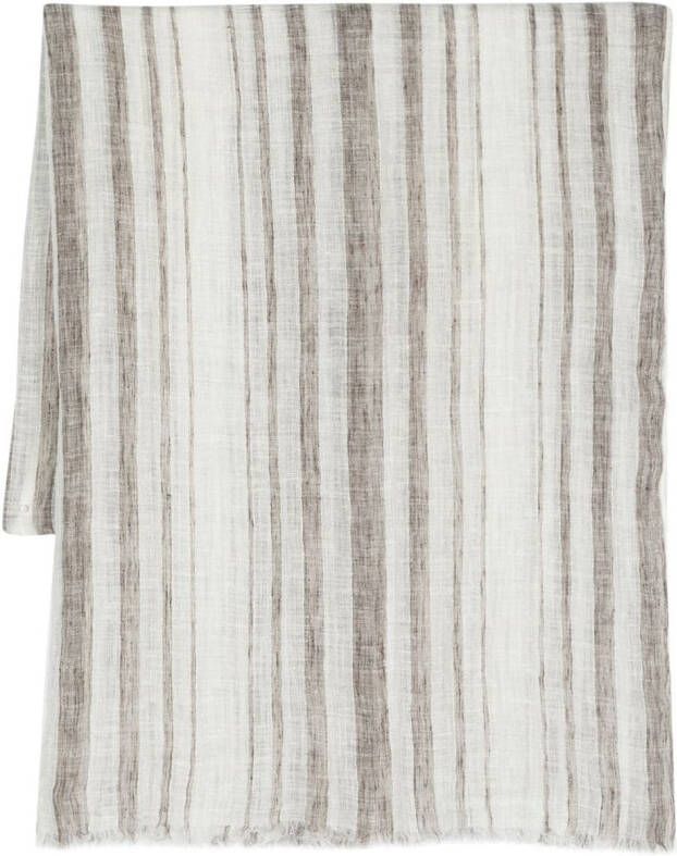 Brunello Cucinelli Sjaal met franje Wit