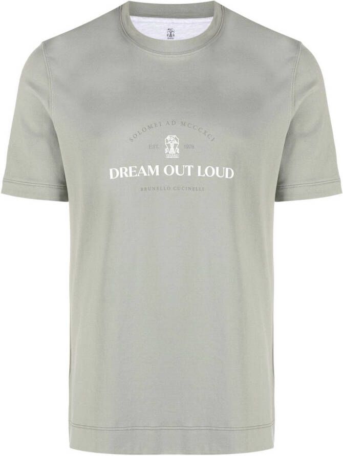 Brunello Cucinelli T-shirt met tekst Groen
