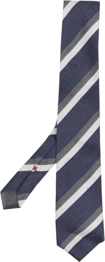 Brunello Cucinelli stripe-pattern pointed-tip tie Blauw