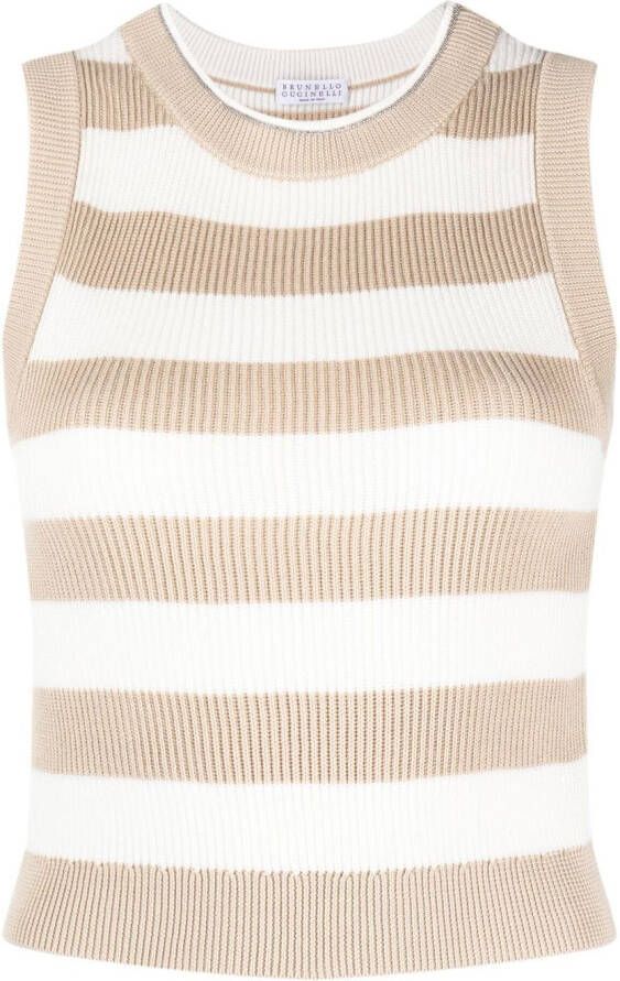 Brunello Cucinelli Gestreepte top Beige