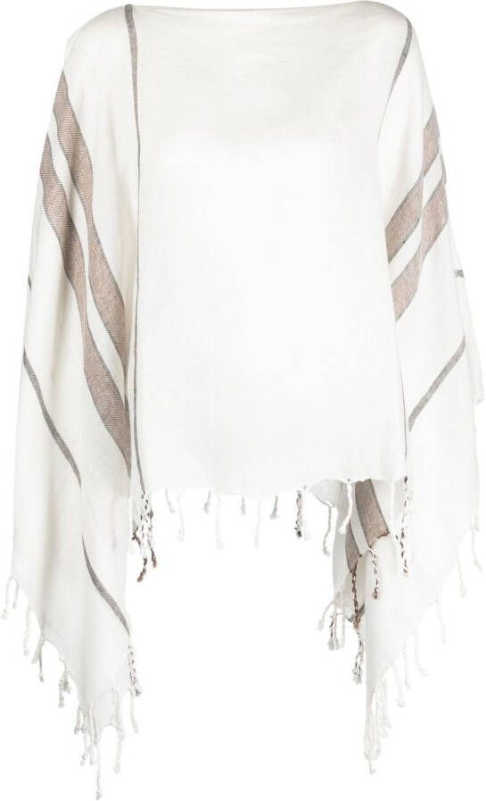 Brunello Cucinelli Gestreepte poncho Wit