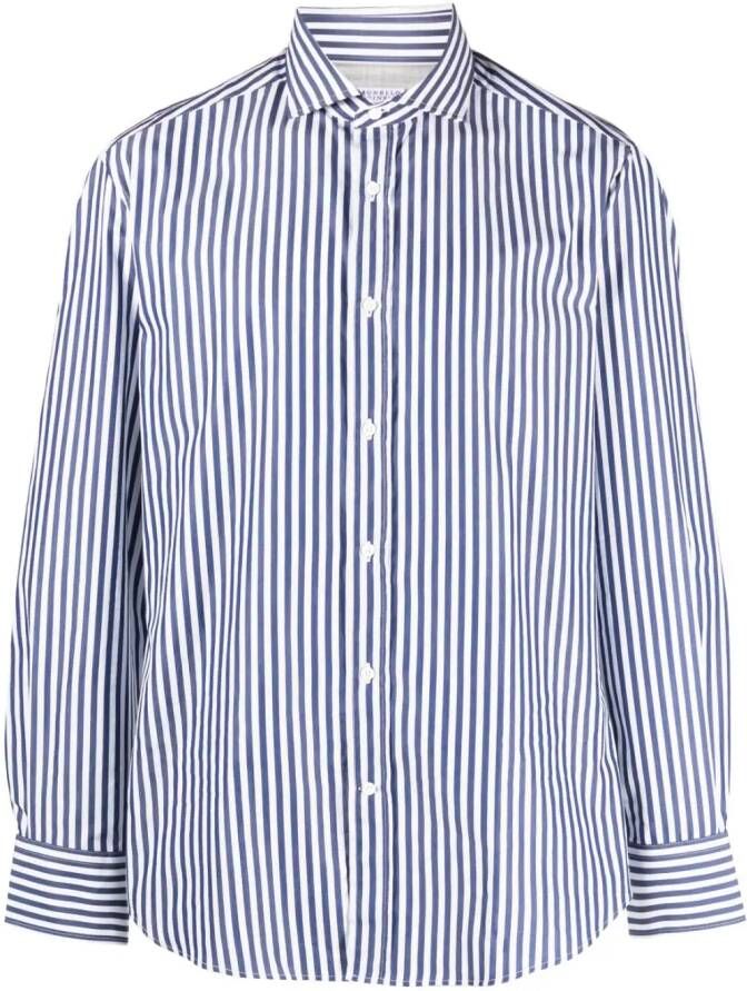 Brunello Cucinelli Gestreept overhemd Blauw