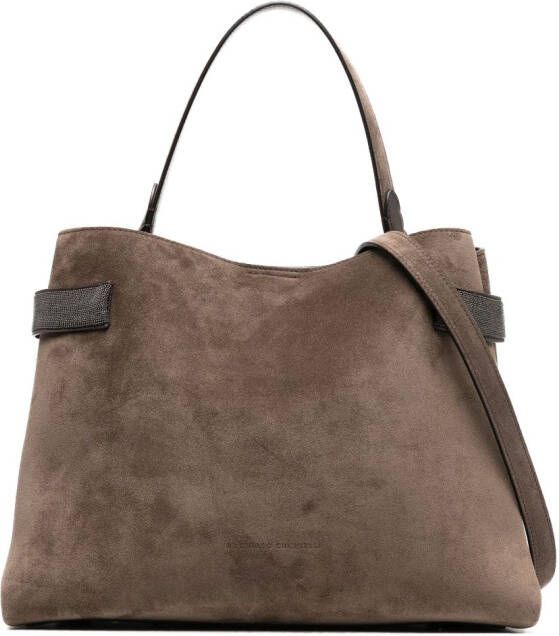 Brunello Cucinelli Suède shopper Bruin