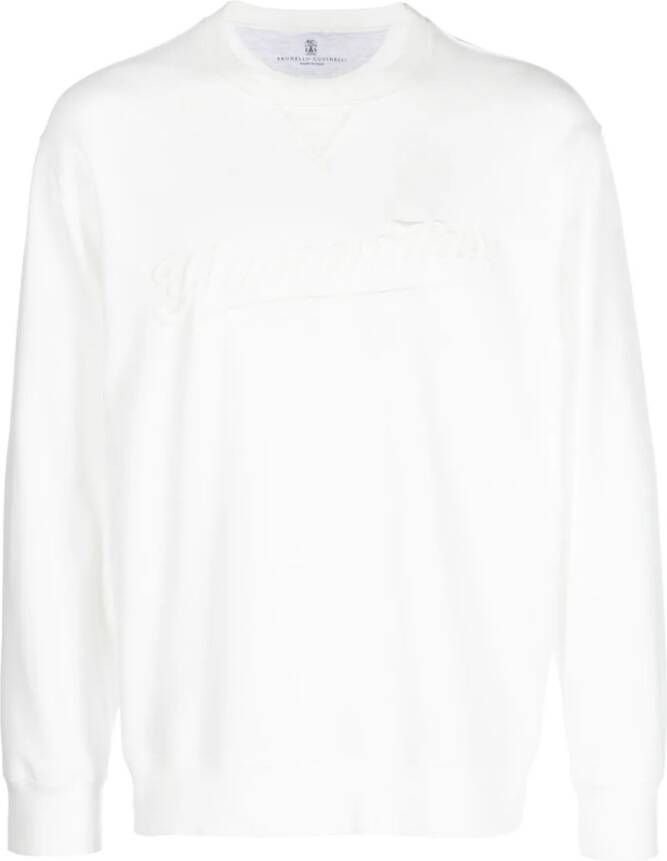 Brunello Cucinelli Sweater met geborduurd logo Wit