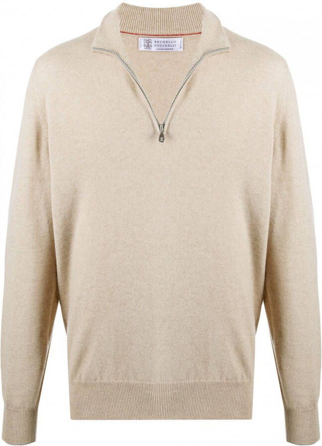 Brunello Cucinelli Sweater met hoge hals Beige