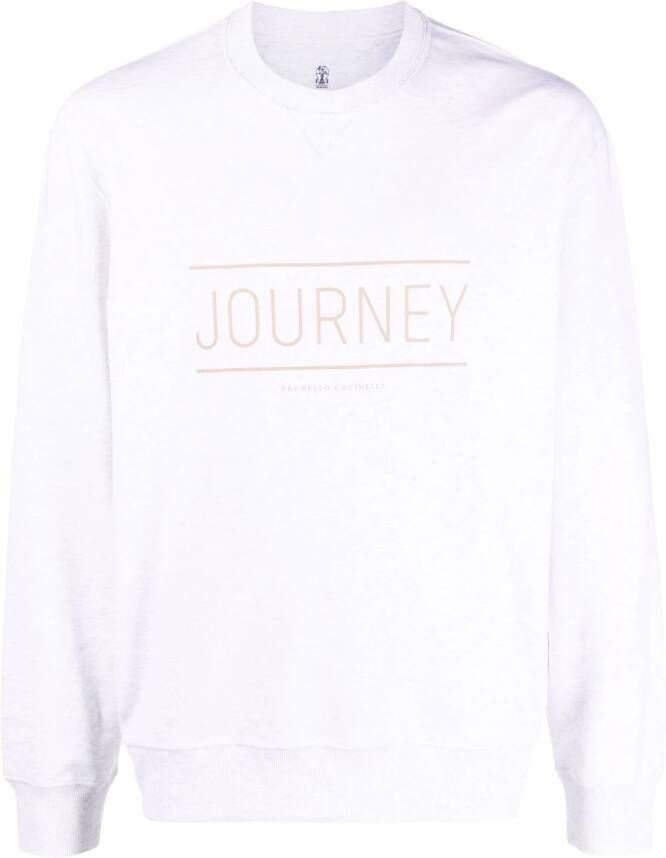 Brunello Cucinelli Sweater met tekst Beige