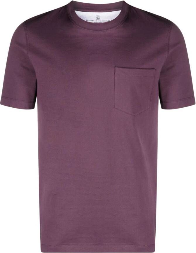 Brunello Cucinelli T-shirt met borstzak Rood
