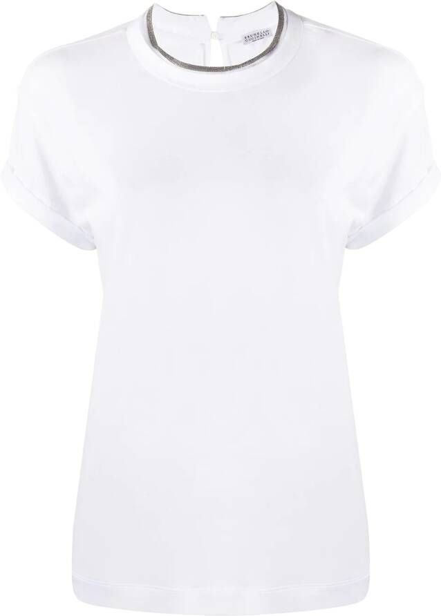 Brunello Cucinelli T-shirt met contrasterende afwerking Wit
