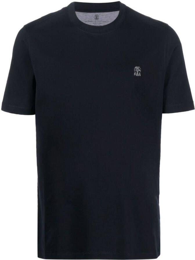 Brunello Cucinelli T-shirt met geborduurd logo Blauw